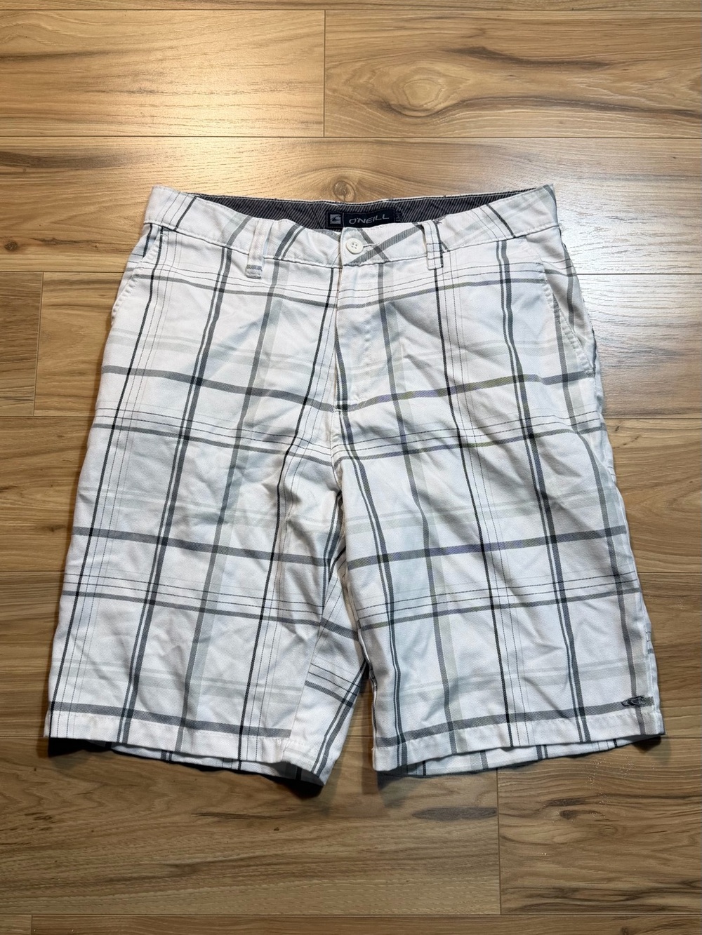 O'Neill Men's White Plaid Casual Shorts